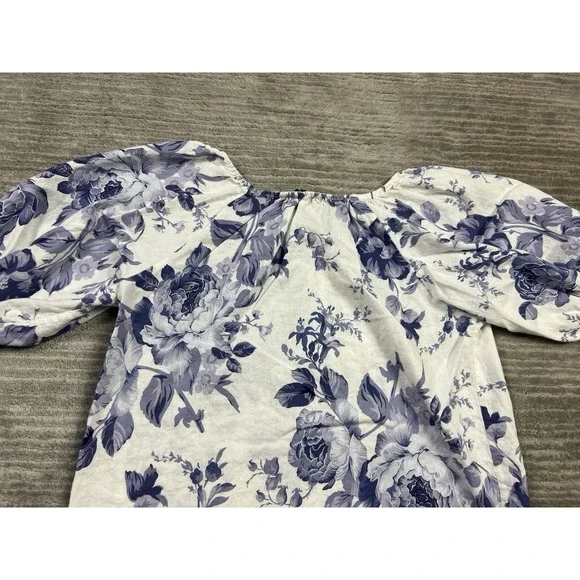 🍁Laura Ashley Blue Floral Blouse - Picture 7 of 12